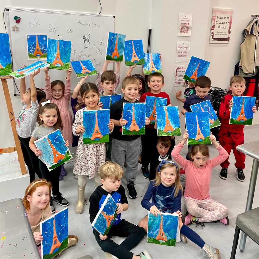 Amelia's 6th Birthday Party Painting the Eiffel Tower at Wine & Design Montclair