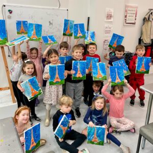 Amelia's 6th Birthday Party Painting the Eiffel Tower at Wine & Design Montclair