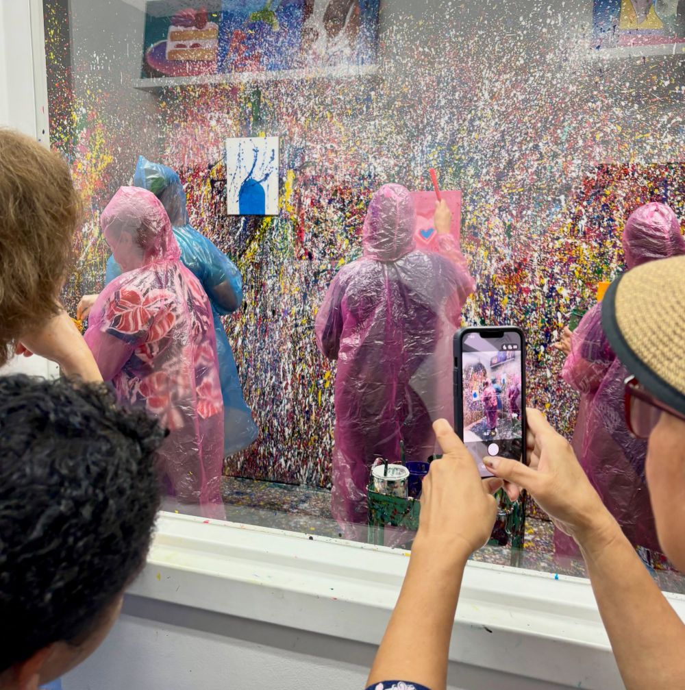 Coworkers Watch Each Other in Splatter Zone Wine & Design Montclair Coworkers Watch Each Other in Splatter Zone Wine & Design Montclair