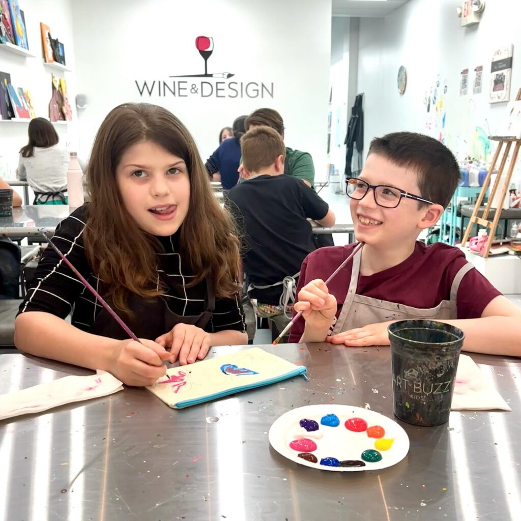 DIY Butterfly Tote Bags with Mom and Siblings Wine & Design Montclair