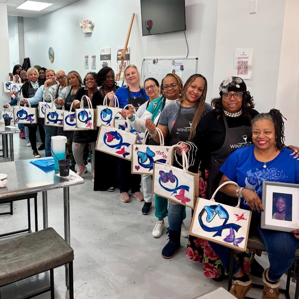 DIY Painted Tote Bags Paint It Forward to Colorectal Cancer Alliance Wine & Design Montclair