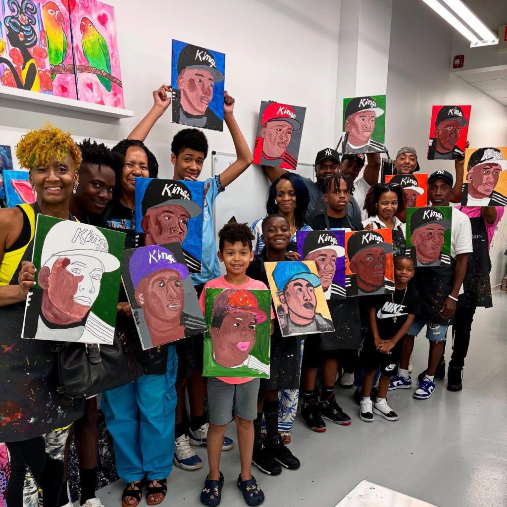 Memorial Painting Event Family Together Time with No Screens at Wine & Design Montclair