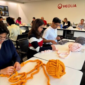 Pillow Making DIY Team Building at Veolia in Paramus Wine & Design Montclair