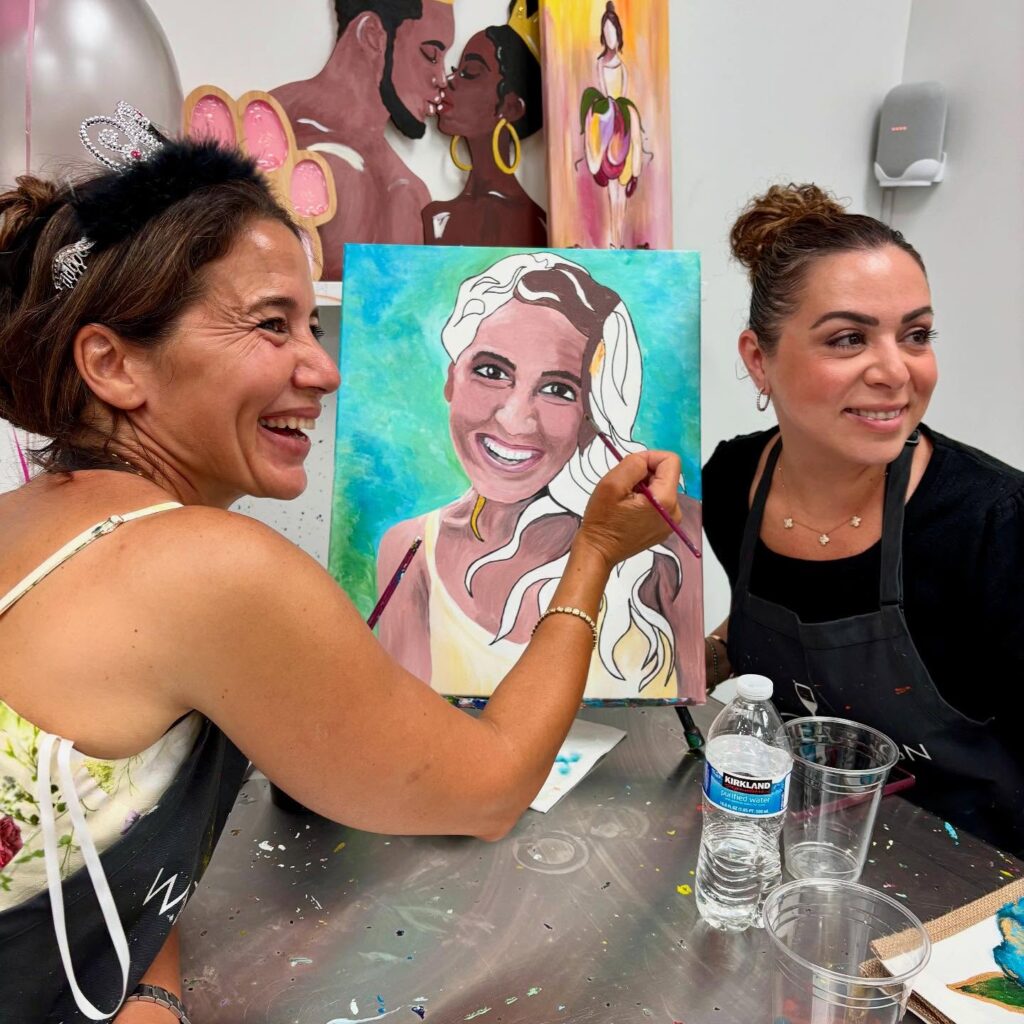 Portrait Painting with Friends Wine & Design Montclair with Free Parking