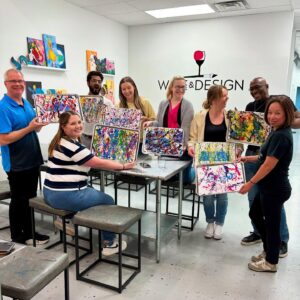 Sciex Splatter Paint Teambuilding Wine & Design Montclair
