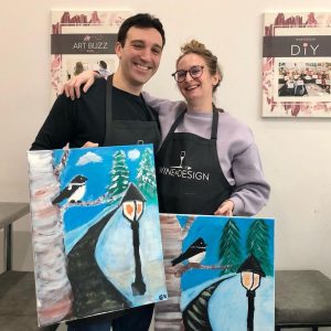 Date Night in Downtown Montclair, New Jersey – Painting a Snowy Scene with Bird