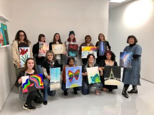 First Artists' Workshop at Wine and Design, a Small Business in Montclair