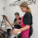 Skylar Paints with Rosa at Wine & Design Montclair